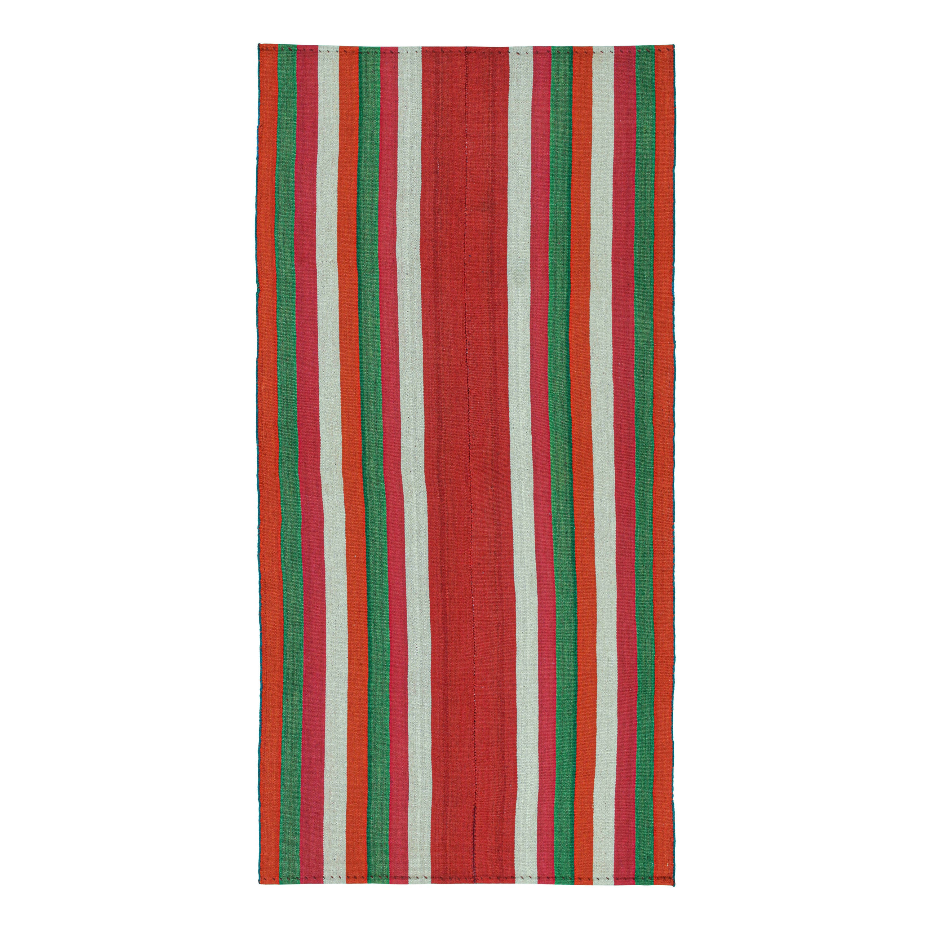 Vintage Persian Kilim in Red with Multicolor Stripes by Rug & Kilim For Sale