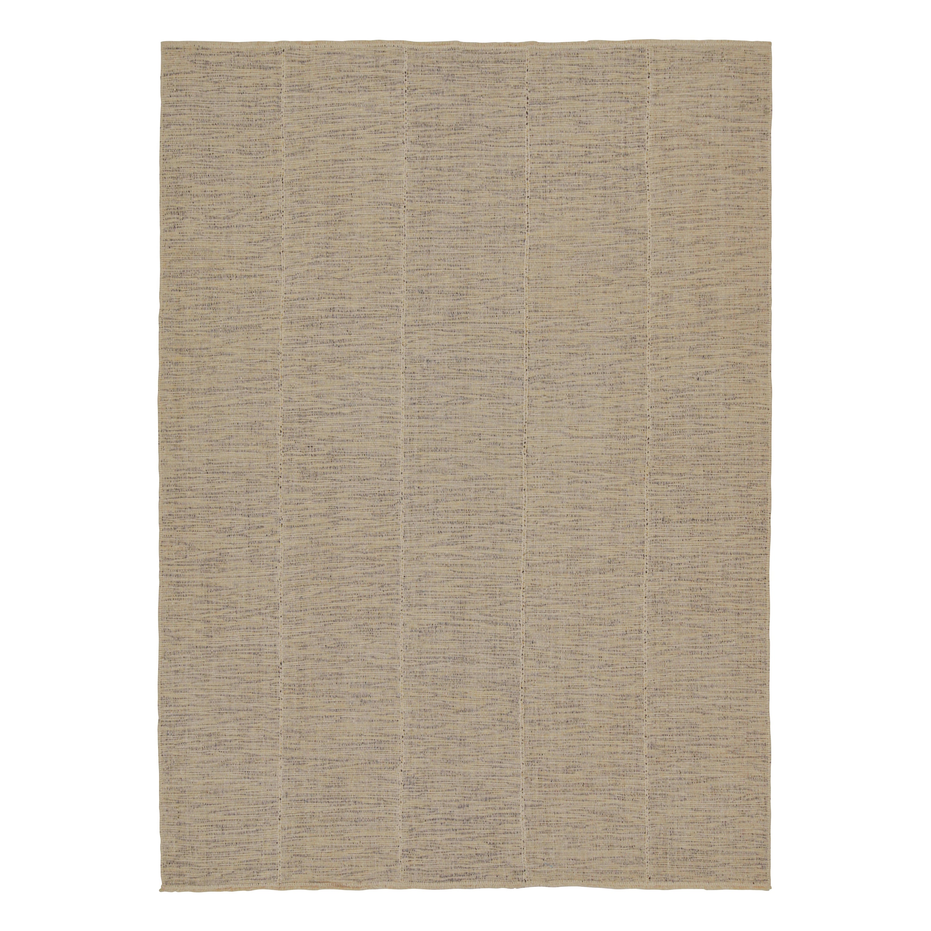 Rug & Kilim’s Contemporary Kilim Rug in Beige with Black and Yellow Accents For Sale