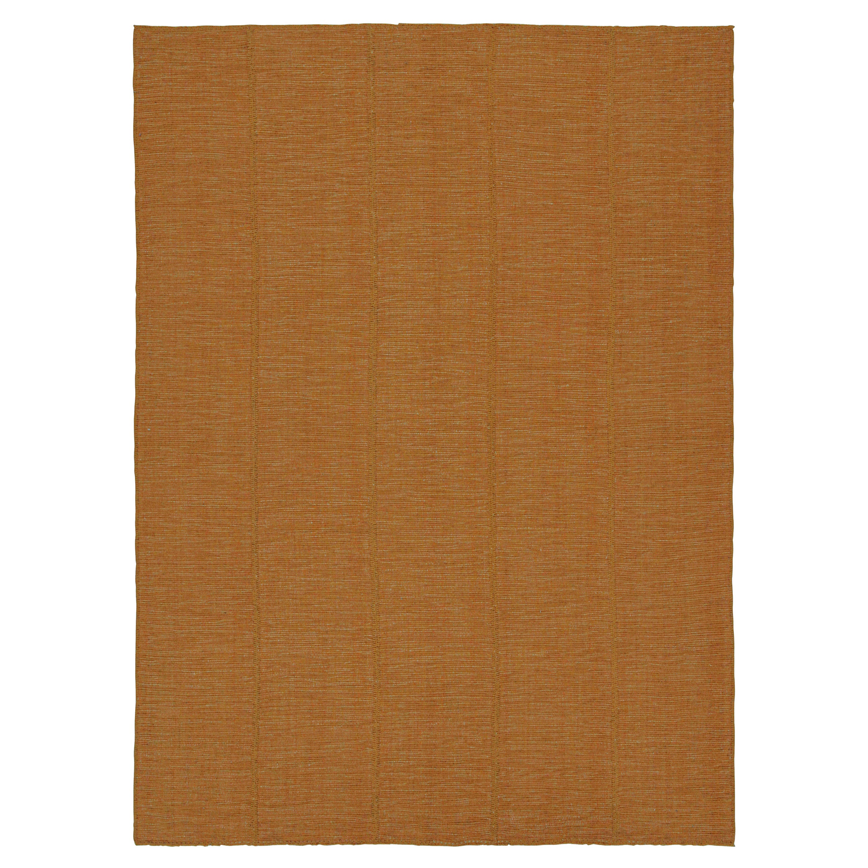 Rug & Kilim’s Contemporary Kilim Rug in Ochre with Beige and Pink Accents For Sale