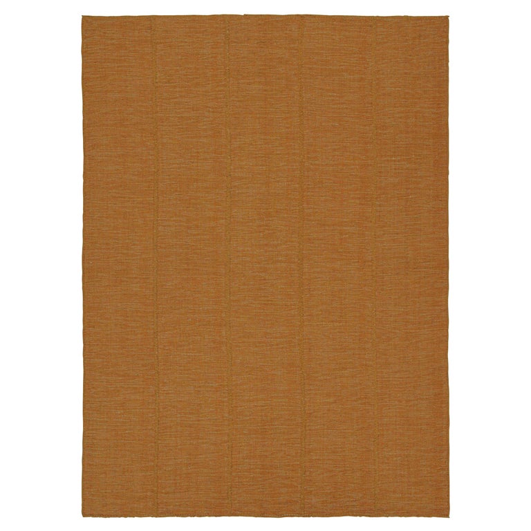 Rug and Kilim’s Contemporary Kilim Rug in Ochre with Beige and Pink