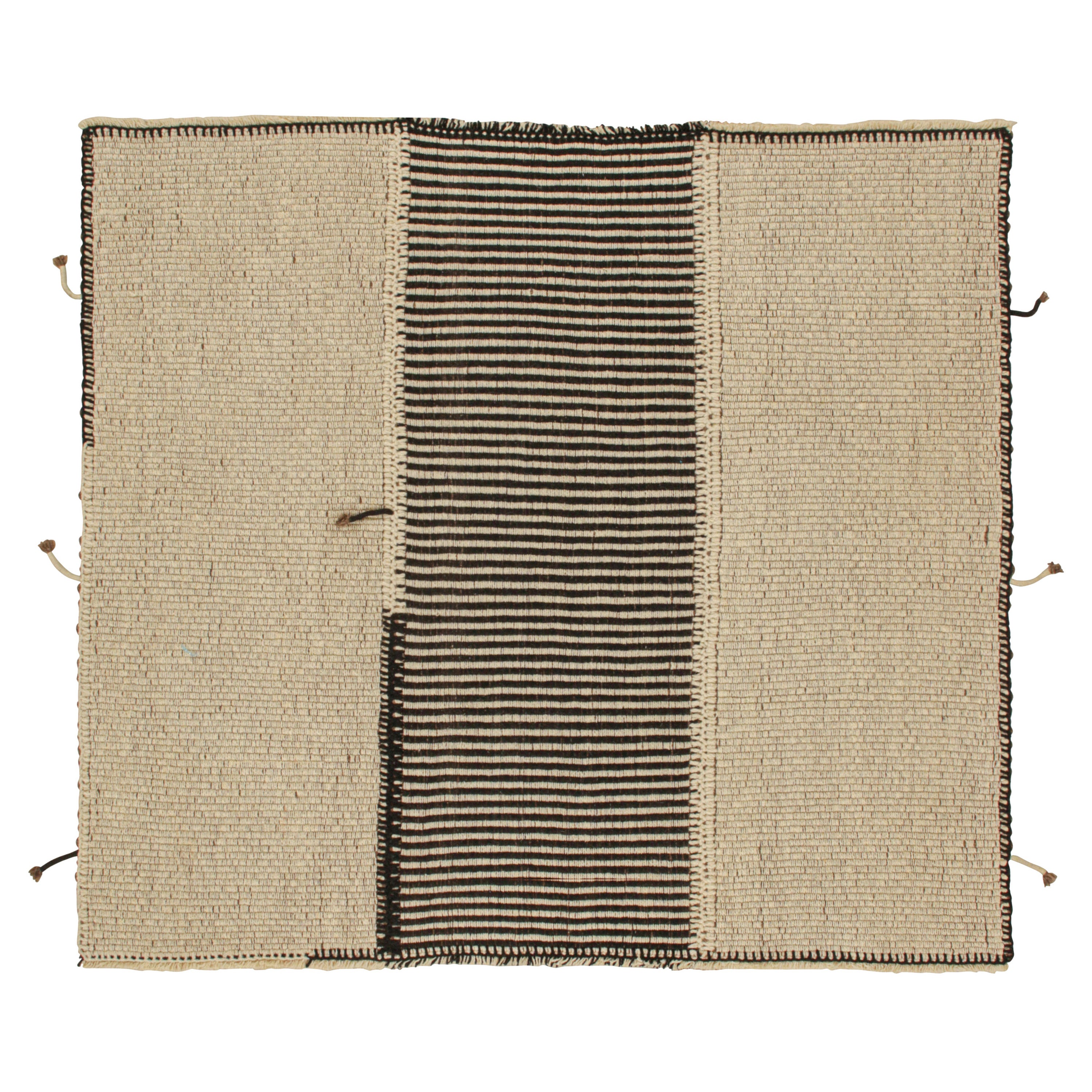 Rug & Kilim’s Contemporary Kilim Rug in Beige with Black and Brown Accents For Sale