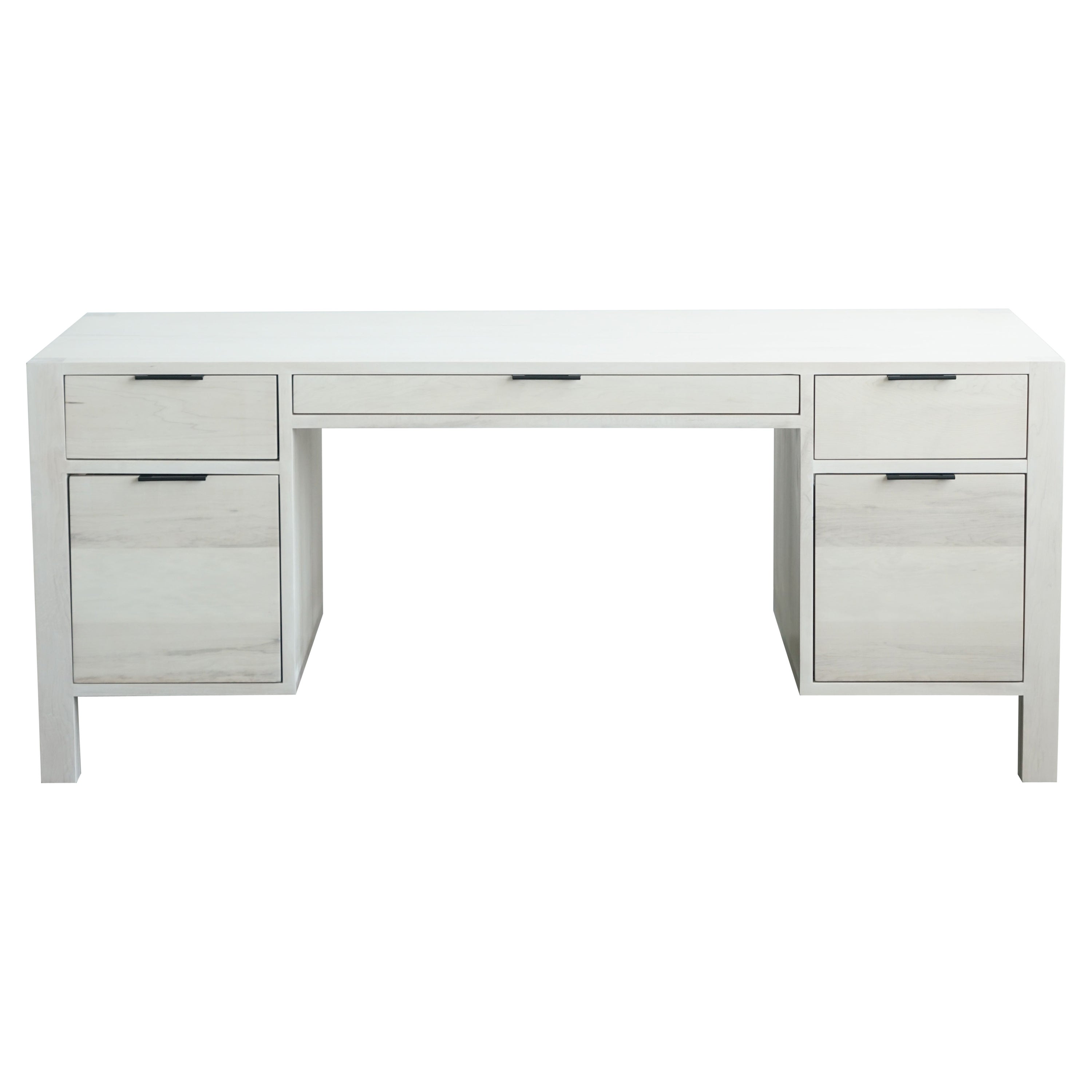 Modern Bleached Maple Executive Desk with 5 Drawers, Made to Order For Sale