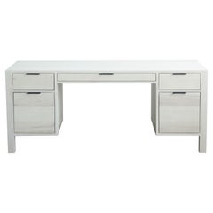 Modern Bleached Maple Executive Desk with 5 Drawers, Made to Order