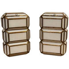 Andalusian Pair of Wall Lamps in Metal and Translucent Glass