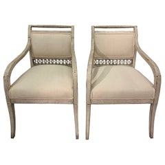 Pair of 19th Century Swedish Armchairs with Fretwork Detailing to Their Back S