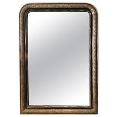 Silver Gilt and Ebonized Antique French Mirror