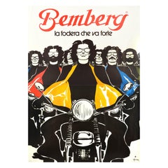 Original Vintage Fashion Advertising Poster Bemberg Motorcycle Rene Gruau Design