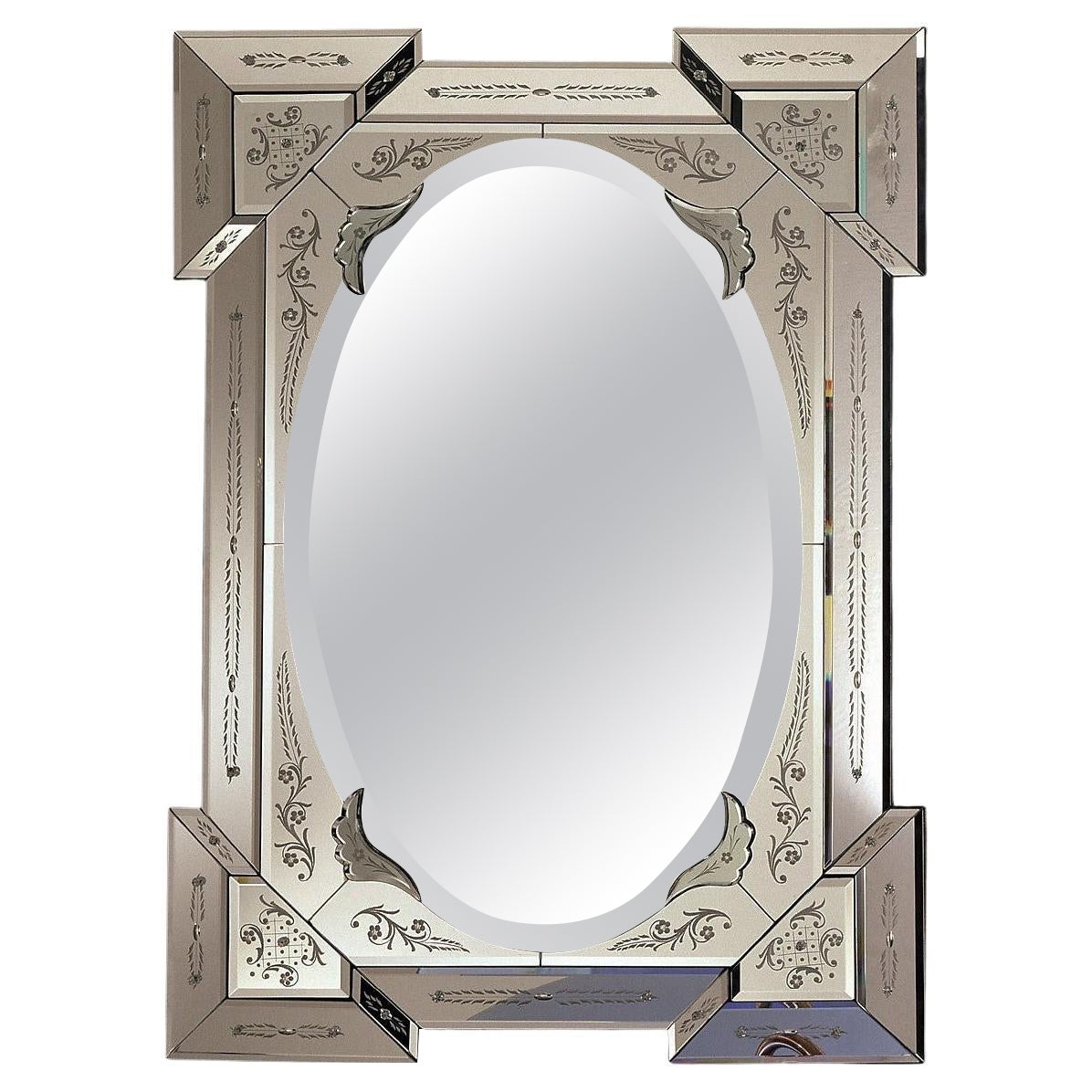 "Balanzone"  Murano Glass Mirror, 800 French Style by Fratelli Tosi For Sale