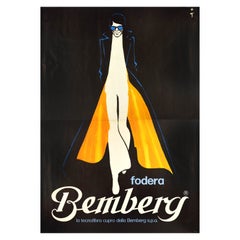 Original Vintage Fashion Advertising Poster Bemberg Coat Rene Gruau Design Style