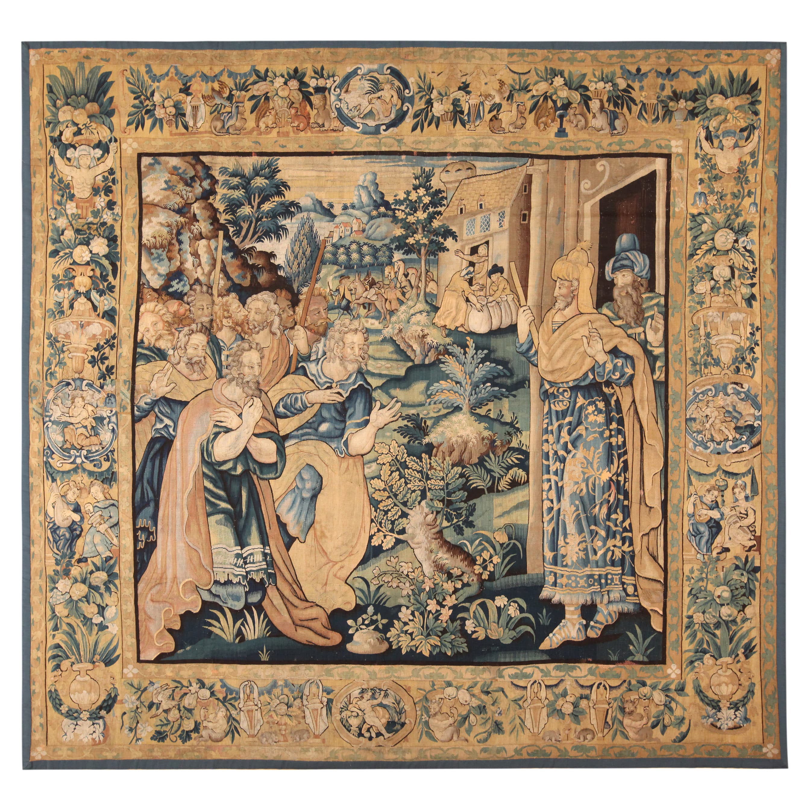 Antiker flämischer Wandteppich aus dem 16. Jahrhundert. 10 ft 8 inx 11 ft 3in im Angebot