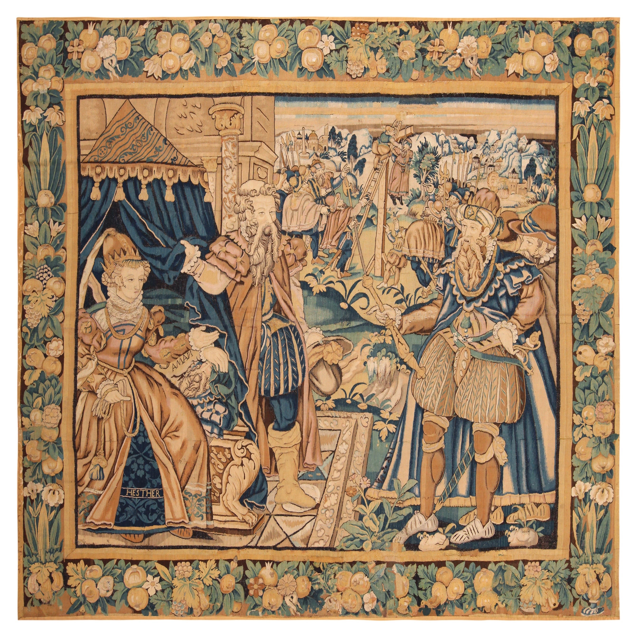 16th Century Antique Flemish Tapestry. 10 ft 2 in x10 ft 9in For Sale