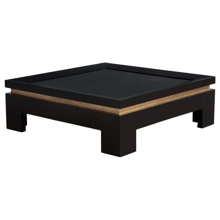 Modern Black and Gold Square Coffee Table For Sale at 1stDibs