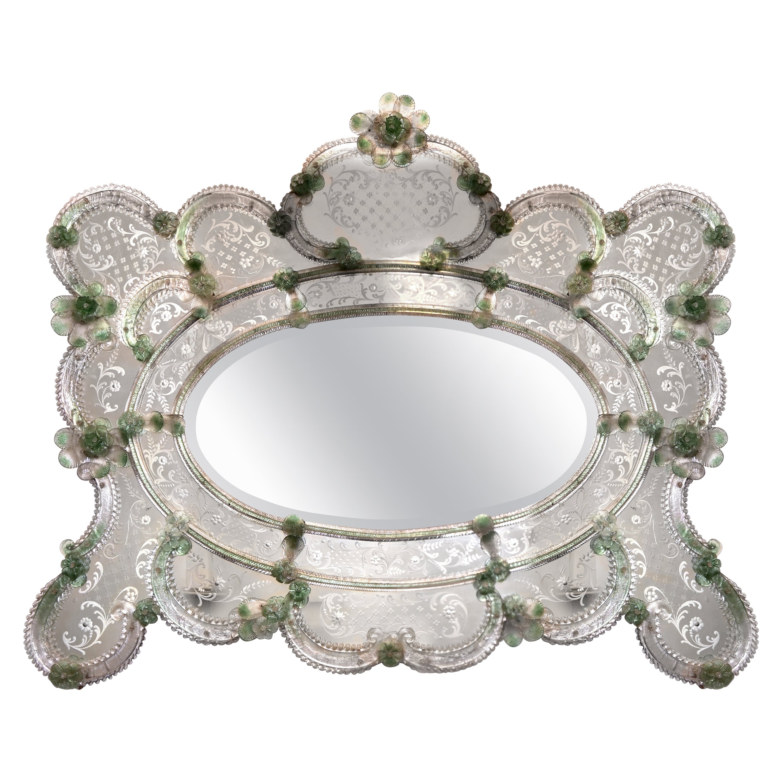1920s Seafoam Murano Venetian Mirror For Sale