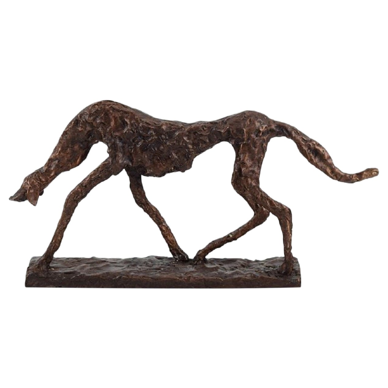 Large Bronze Sculpture in a Modern Design in the Form of a Long-Legged Dog