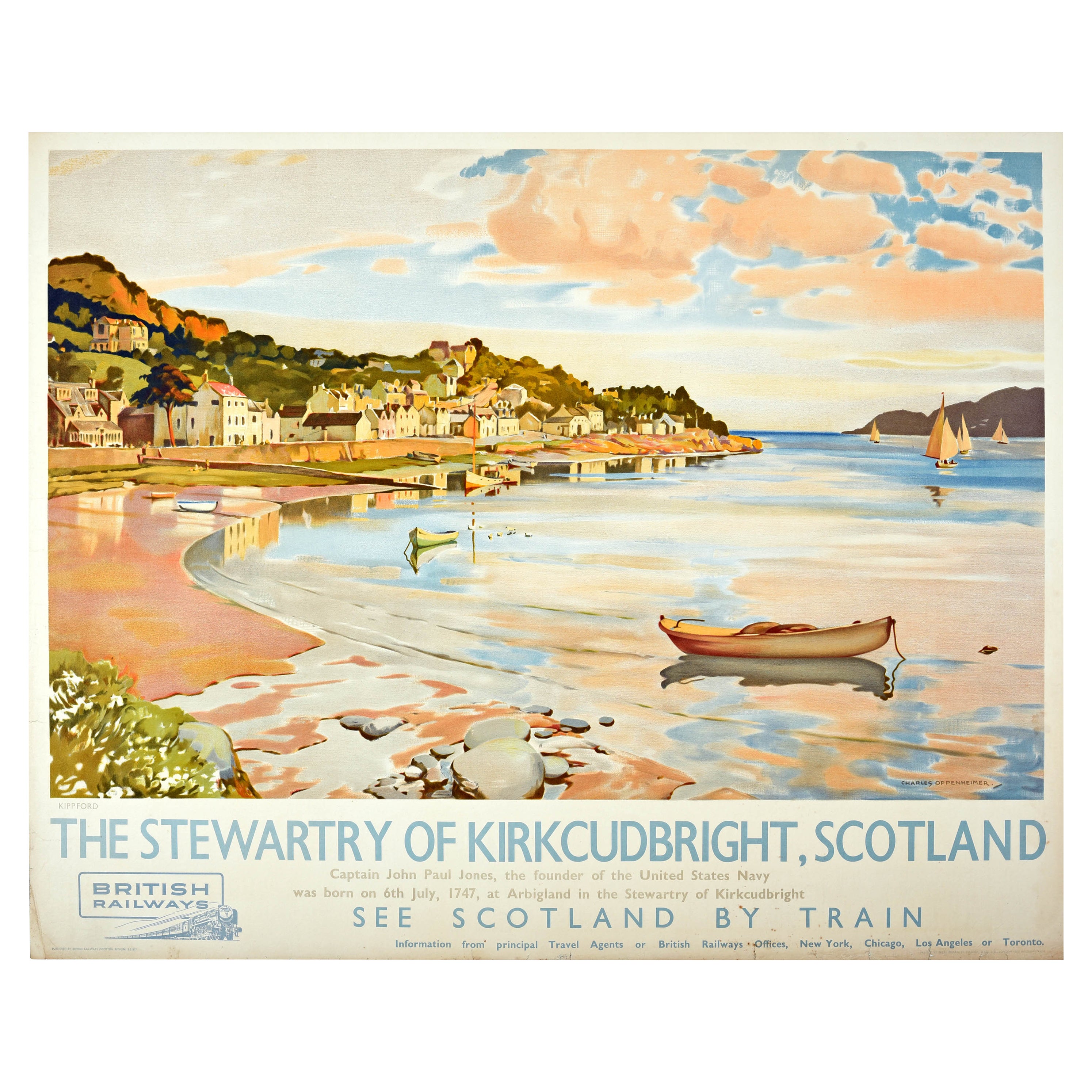 Affiche de voyage vintage d'origine Stewartry Of Kirkcudbright, Écosse, Chemin de fer