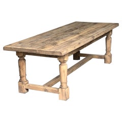 Large French Bleached Oak Farmhouse Dining Table