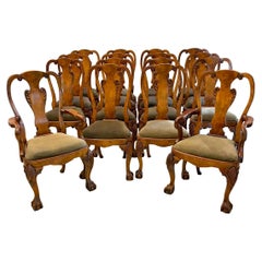 Wonderful Quality Set of 16 Burr Walnut George I Style Dining Chairs