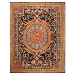 Tapis vintage de style Savonnerie. 14 pieds 4 po. x 17 pieds 8 po. 