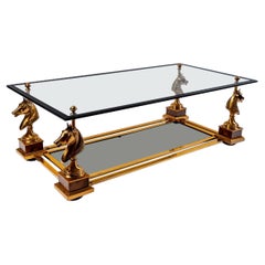 Horse Coffee Table - Glass And Gilt Bronze - Maison Charles - Period: 20th