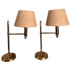 1970s Pair Bergboms Brass Sweden Table Lamps