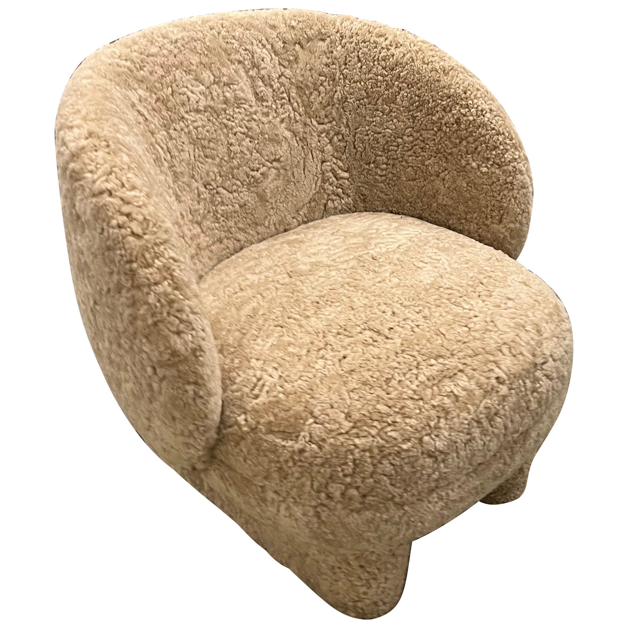 Moro Sheepskin Lounge Armchair by Sebastian Herkner in STOCK For Sale