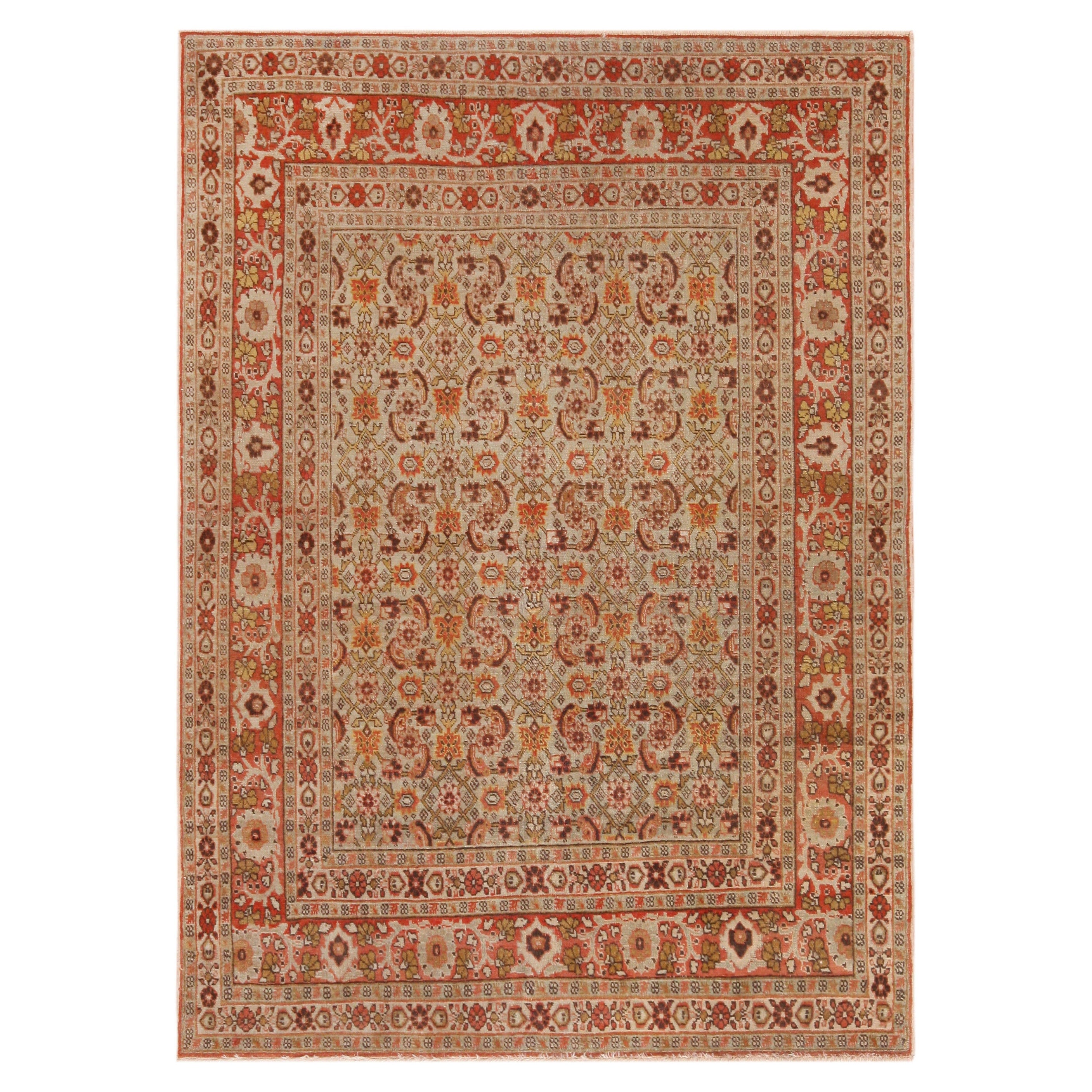 Antique Persian Tabriz Herati Rug. 4 ft 2 in x 5 ft 9 in For Sale