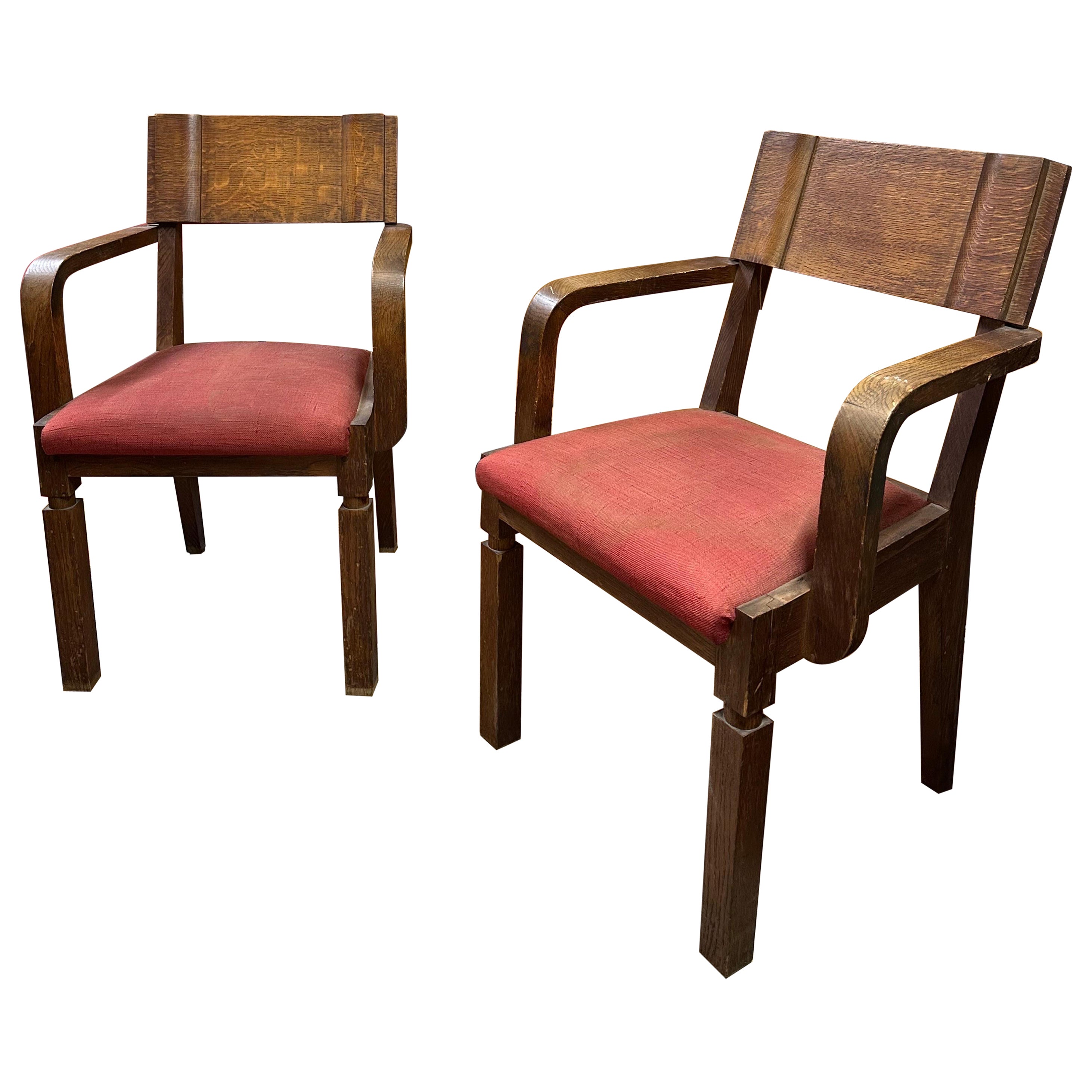 Pair of Bridge Chairs Signed Charles Dudouyt For Sale