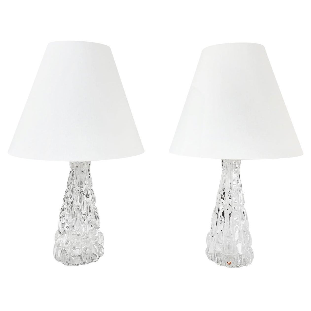 Paire de lampes de table en chrome Orrefors de Carl Fagerlund, Suède, 20e siècle