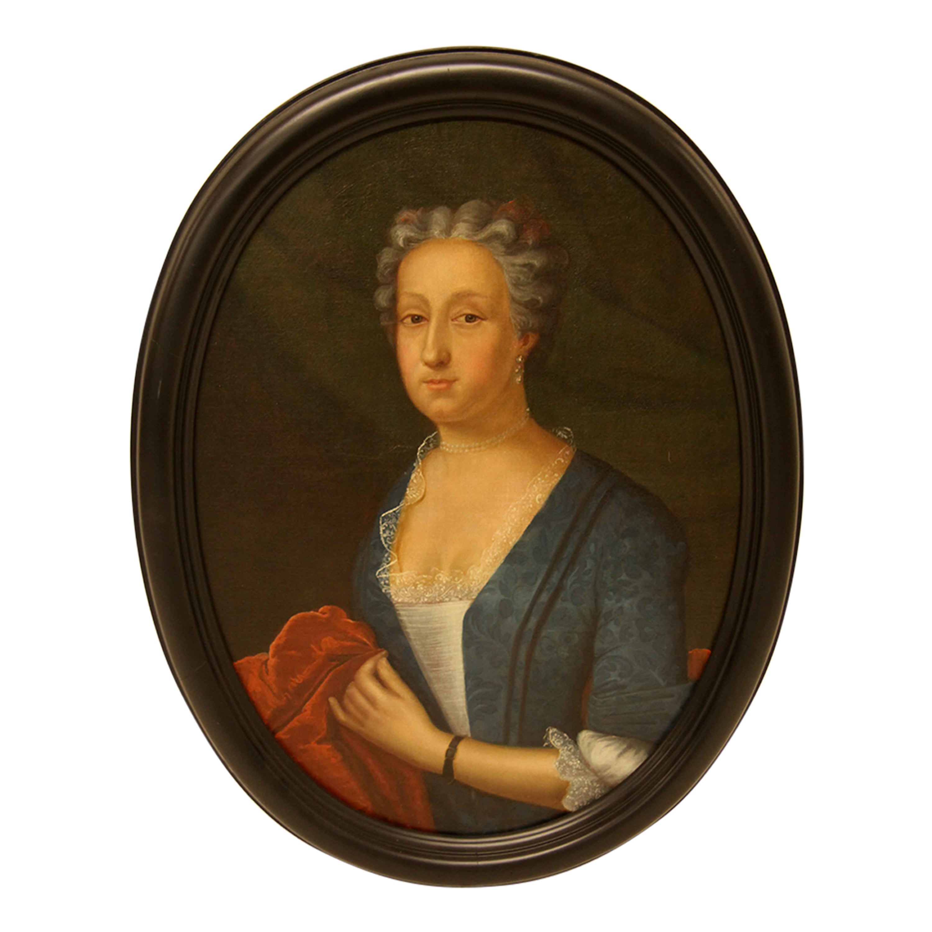 18th Century Oval Oil Portrait  For Sale