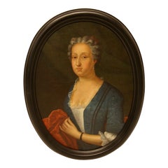 Antique 18th Century Oval Oil Portrait 