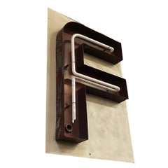 Large Vintage Neon Marquee Letter "F" from Pan American Auditorium