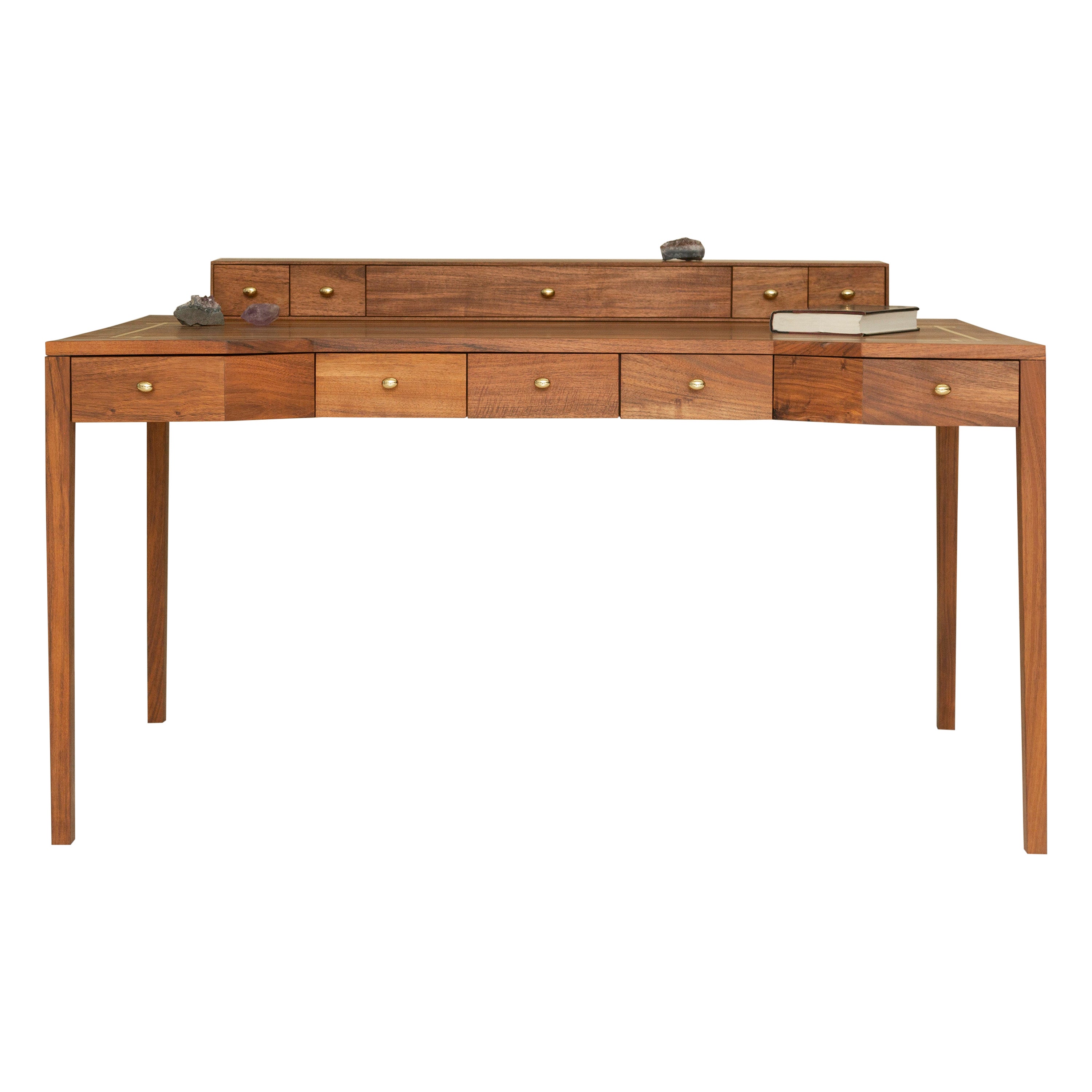 Virginia Desk in Tzalam Wood with Brass Inlays by Tana Karei For Sale