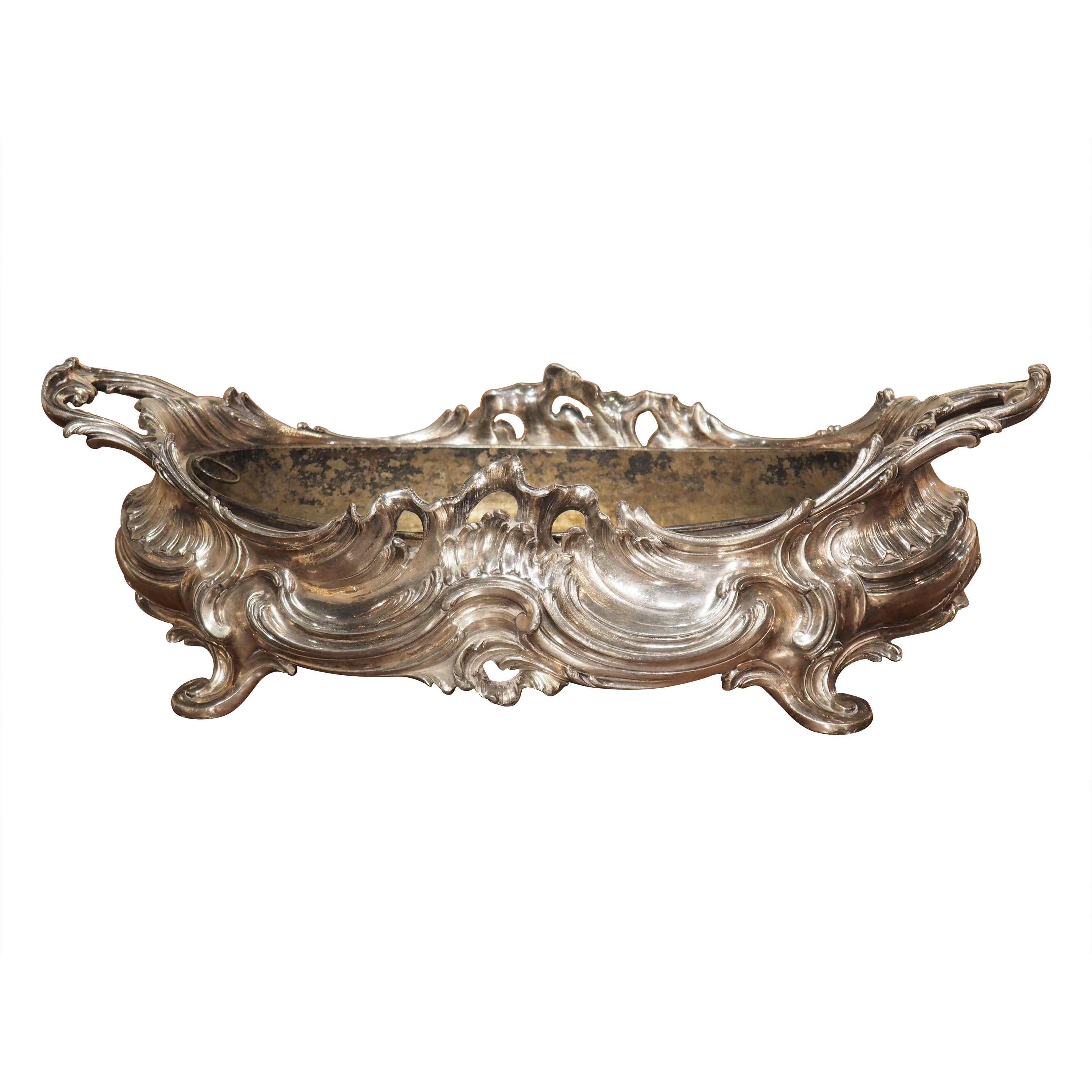 Silvered Bronze Table Jardiniere from France, circa 1900 For Sale