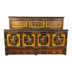 Tibetan Alter Table in a Yellow, Black and Red Painted Finish