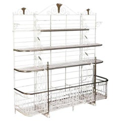 Large French Boulangerie or Baker's Rack of Wrought Iron, Brass, and Nickel