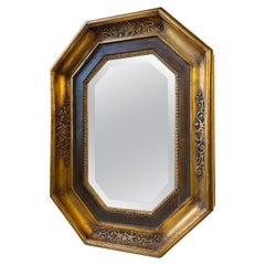 Antique Octagonal Wall Mirror in Gilded Wood, 19th Century Scandinavia