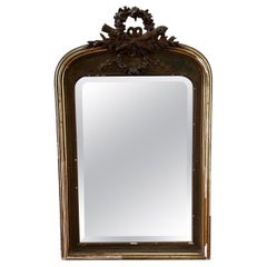 Vintage Bronze and Giltwood French Roses Mirror