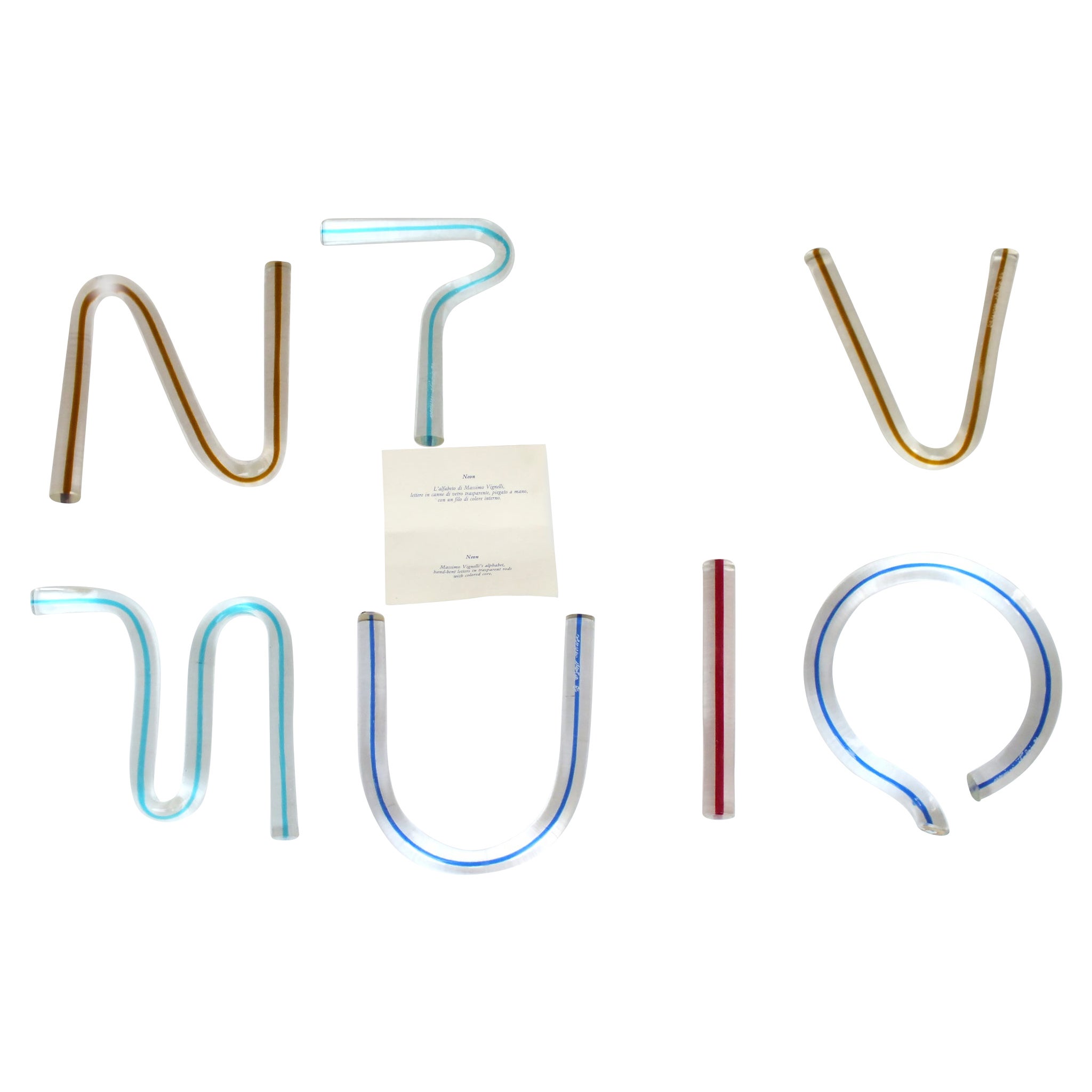 One Venini Alphabet Letters "Neon" Massimo Vignelli Design Years 1984 For Sale