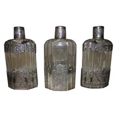 Antique Set of 19th Century Glass Bottles Signed "Cotty"