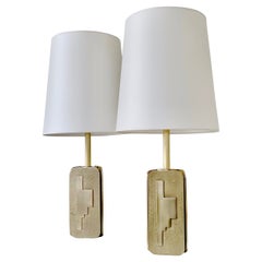 Pair of Bronze Table Lamps, circa 1970, Italy
