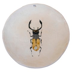 Big Round Plate in hand painted Ceramic with Insect