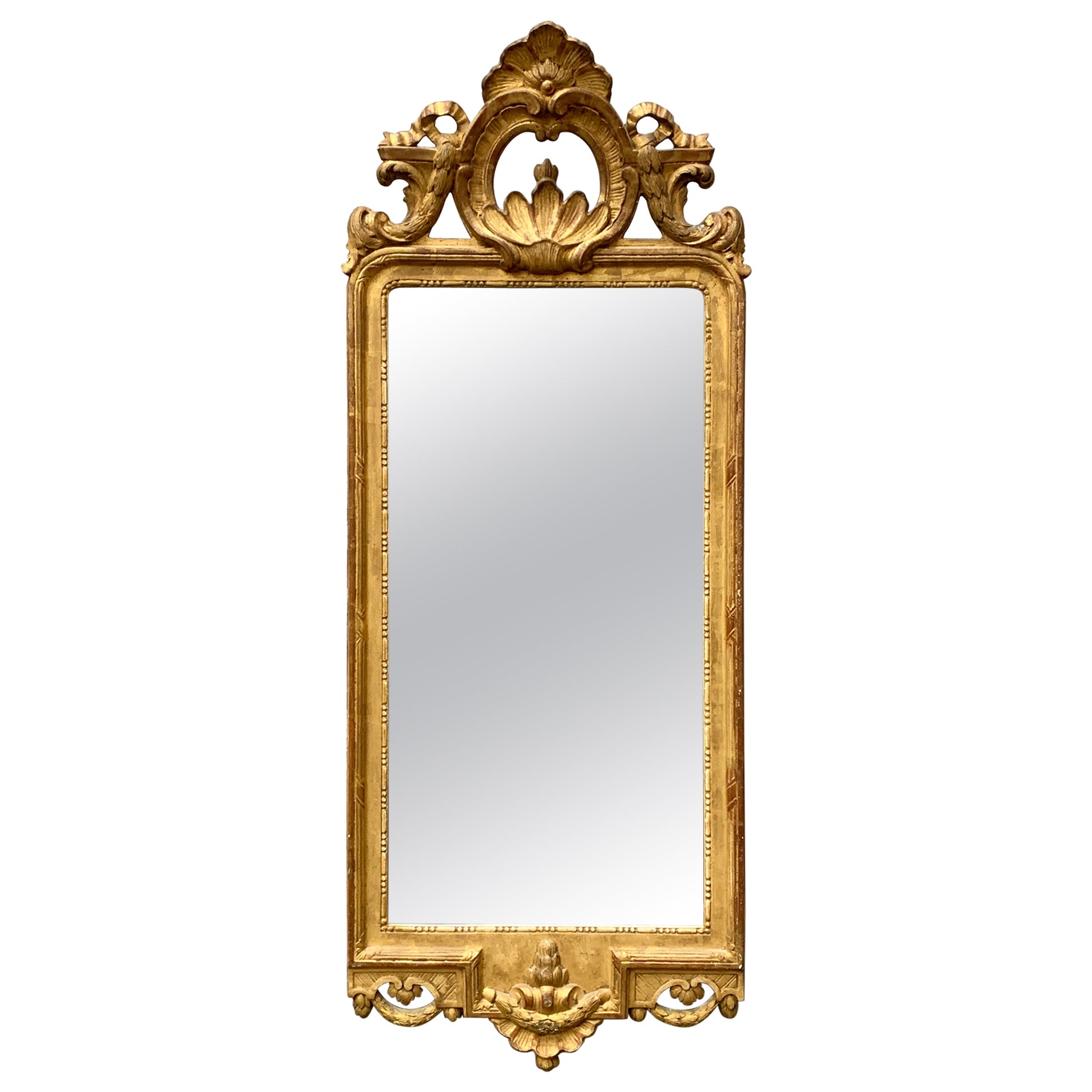 Swedish 19th Century Gustavian Goldleaf Gilded Wall Mirror at 1stDibs