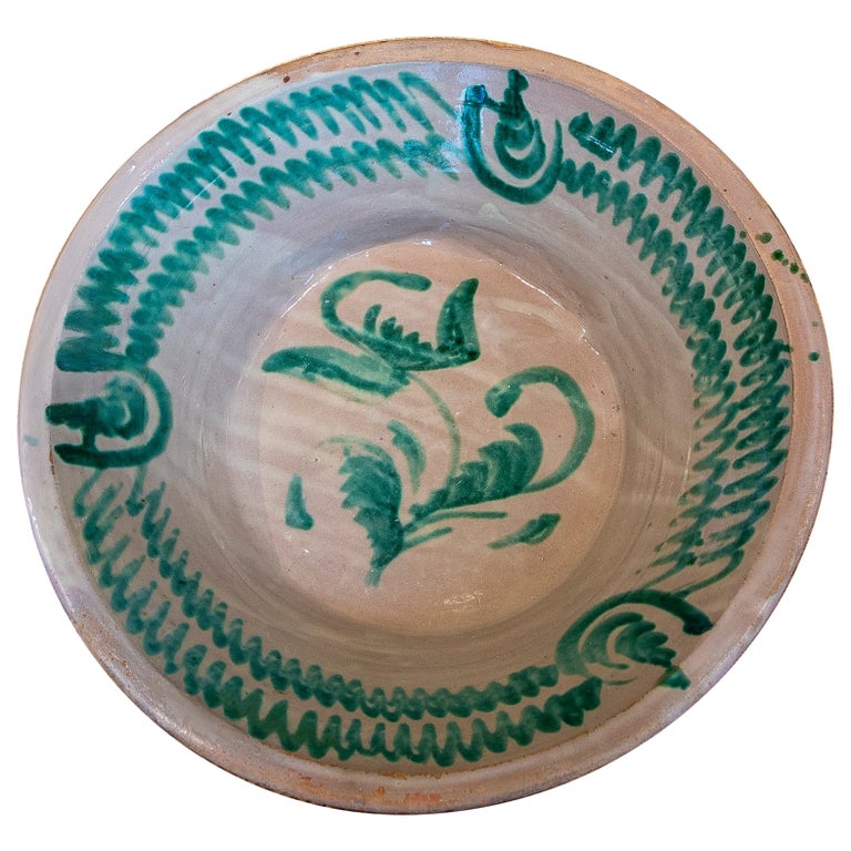 19th Century Spanish Large Granada Fajalauza "Lebrillo" Ceramic Bowl ...