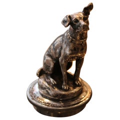 Sculpture de chien en bronze d'Emile Bregeon