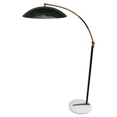 Mid-century Stilux Milano Floor Lamp Italian Design variable height Green Brass