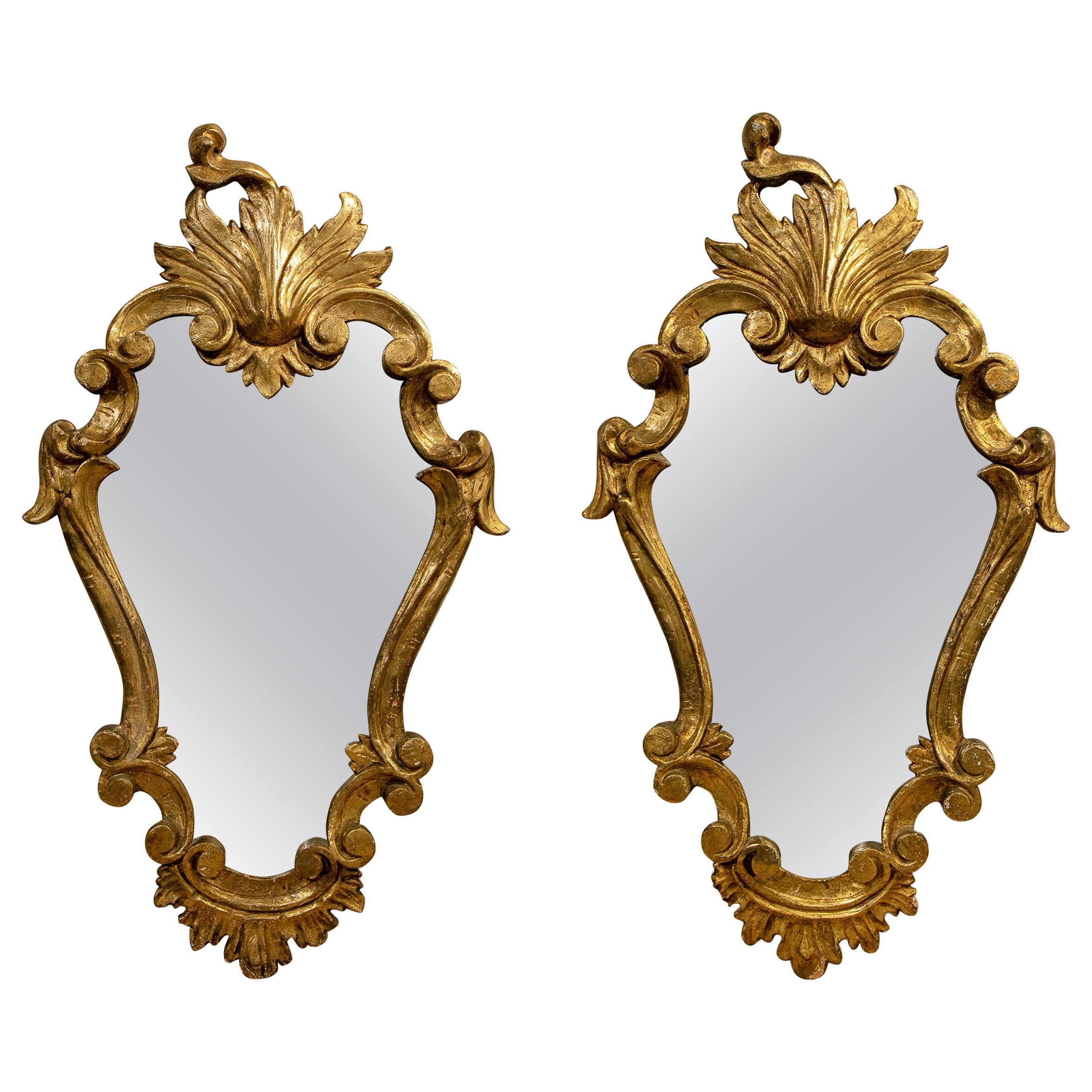 1950s Pair of Gilt Wooden Curnocopies For Sale