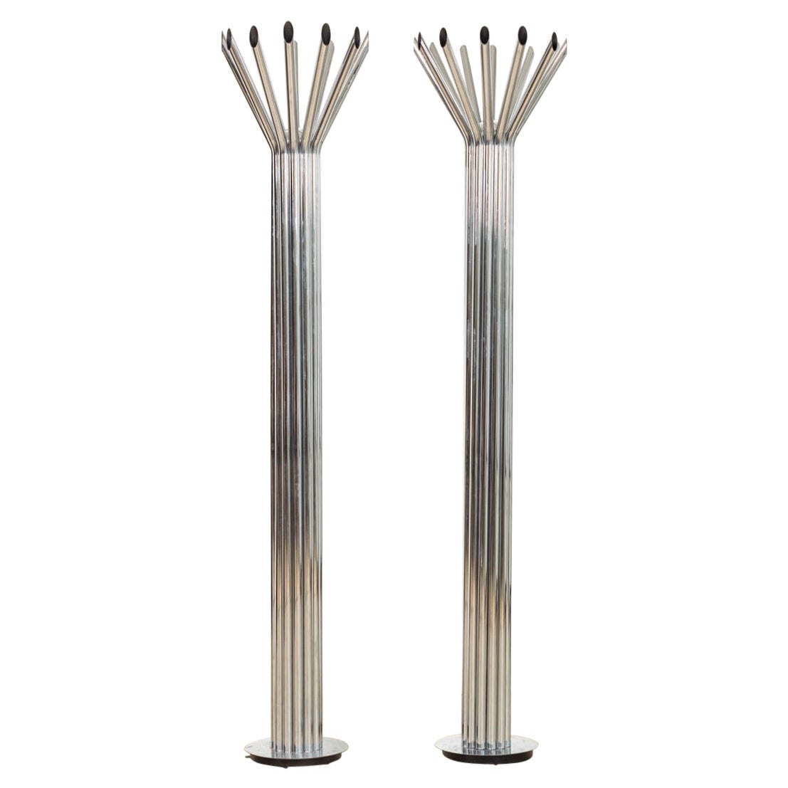 Midcentury Chrome Floor Lamp by George Kovacs 'Attr.' Matching Pair Available For Sale