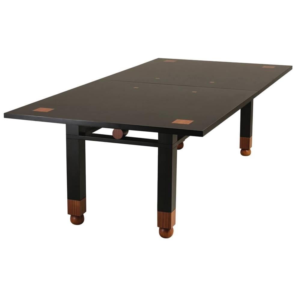 Saporiti Designed Extendable Lacquered Wood Dining Table, 1980s For Sale