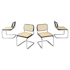 Vintage Italian Modern Chairs in Cesca Style with Vienna Straw, Wood and Steel, 1970s