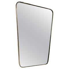 Ponti Style Brass Frame Wall Mirror, Italy 1950-60